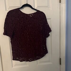 LOFT Burgundy Lace Blouse